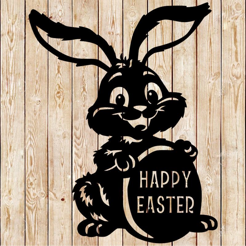 Easter Bunny Big Egg. Vector Cutting File