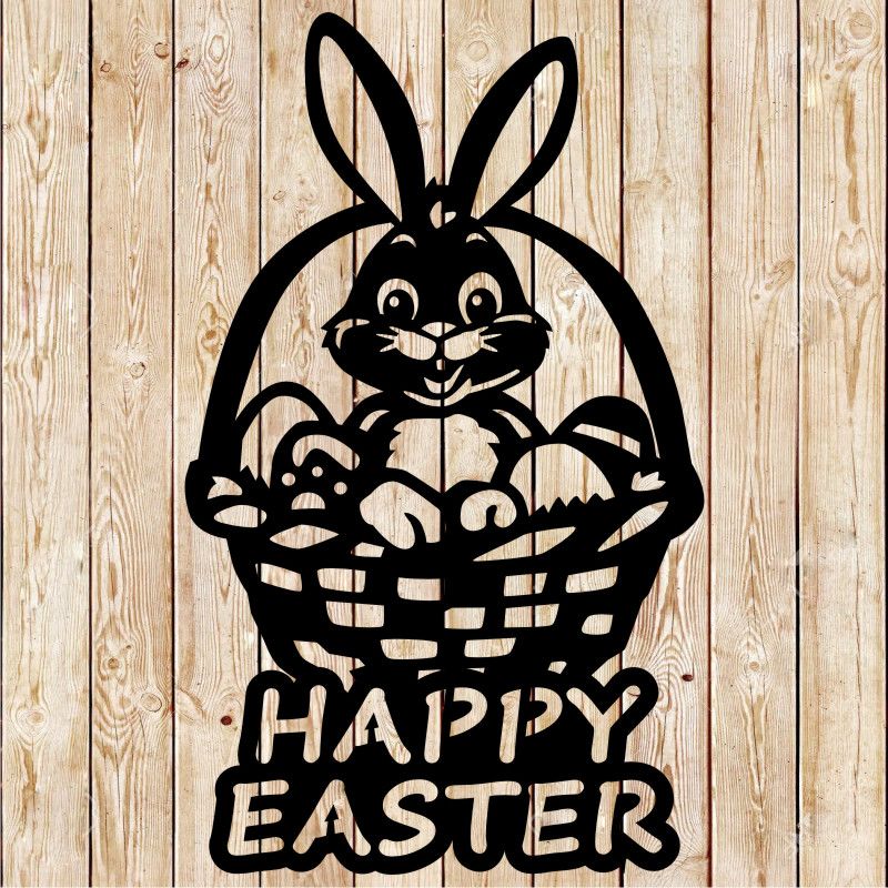 Easter Bunny in Basket. Vector Cutting File