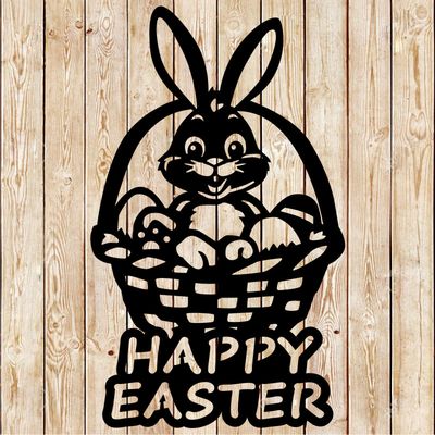 Easter Bunny in Basket. Vector Cutting File
