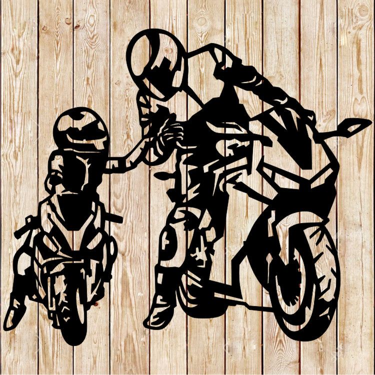 Father and son biker - Sportbike - partners for life cutting file