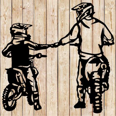 Father and son biker - Dirt Bike - Partners for life cutting file