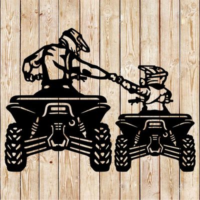 Father and son biker - Quadricycle - Partners for life cutting file