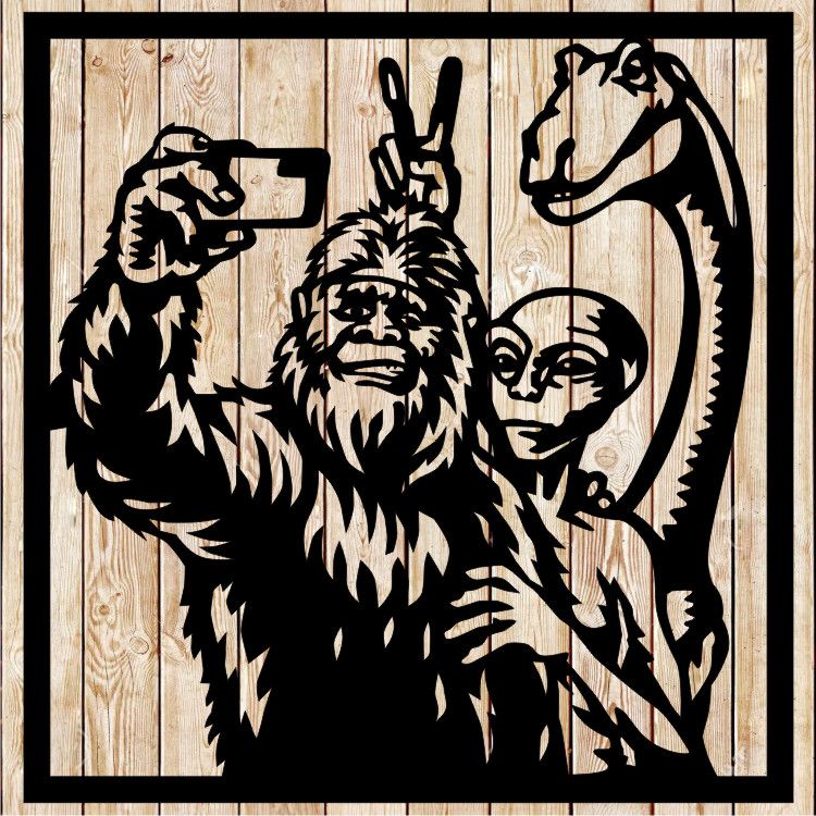 American Cryptids Nessie, Champ and Alien Sasquatch/Bigfoot  Selfie Cutting File