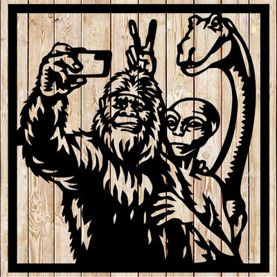 American Cryptids Nessie, Champ and Alien Sasquatch/Bigfoot  Selfie Cutting File