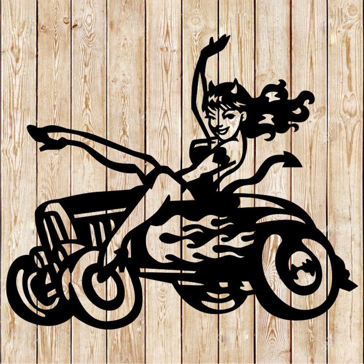 Devil Hot Rod Girl Sign Cutting File