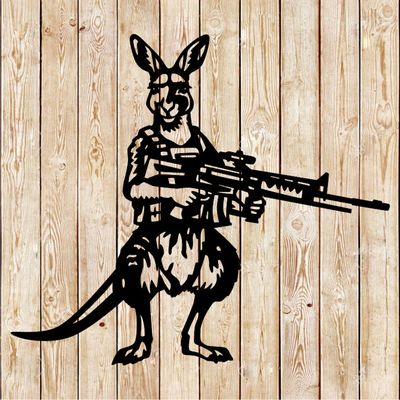 Kangaroo Soldier with GunCartoon cutting file