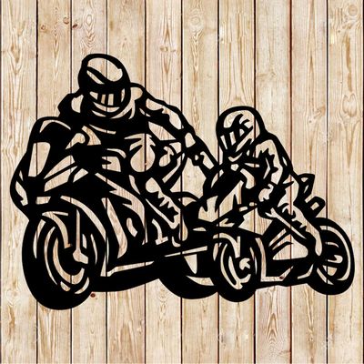 Father and son biker side by side- Sportbike - partners for life cutting file