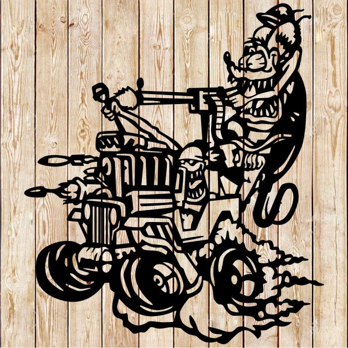 Jeep War Rat Fink Shooting Cutting File