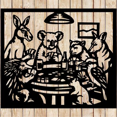 Australian - Aussie Animals playing poker Cutting File