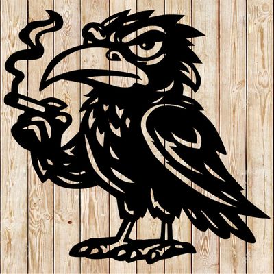 Angry Smooking Crow Cartoon cutting file