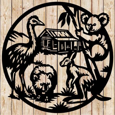 Australian animals in circle Scene cutting file