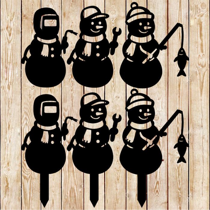 Christmas Snowmen - Welder, mechanic and fisher cutting file
