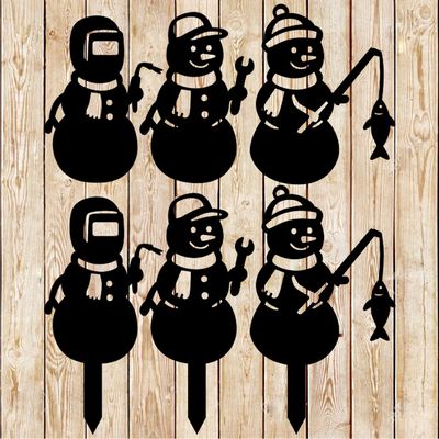 Christmas Snowmen - Welder, mechanic and fisher cutting file