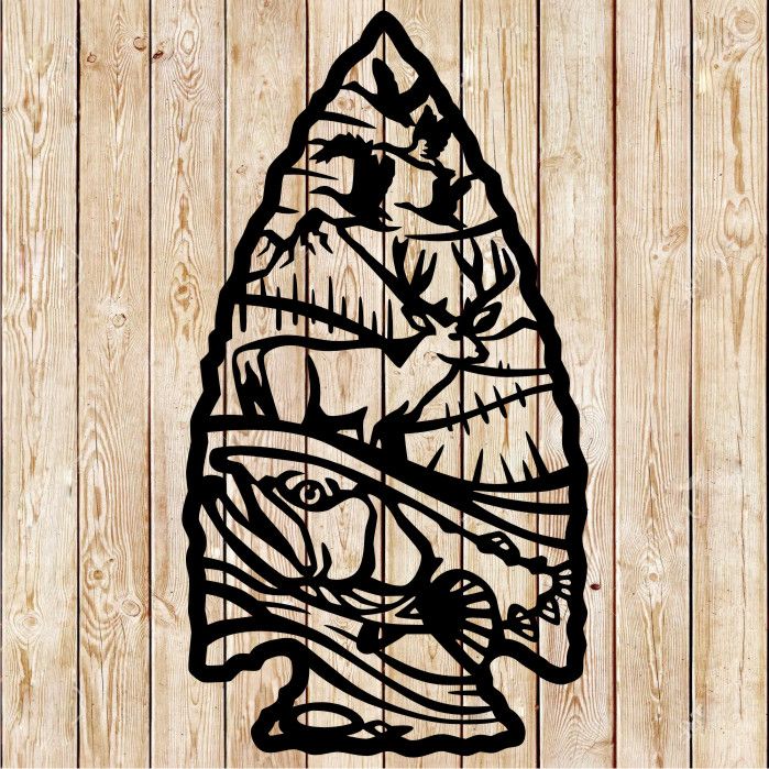 Arrow with Fish wild Scene cutting file
