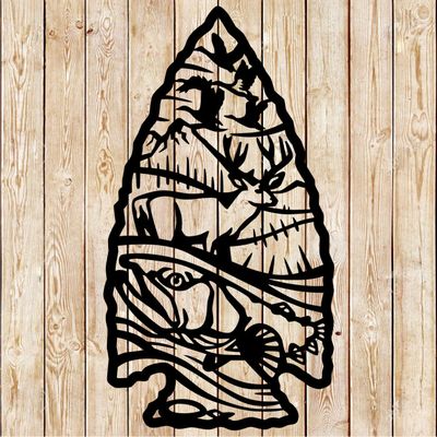 Arrow with Fish wild Scene cutting file