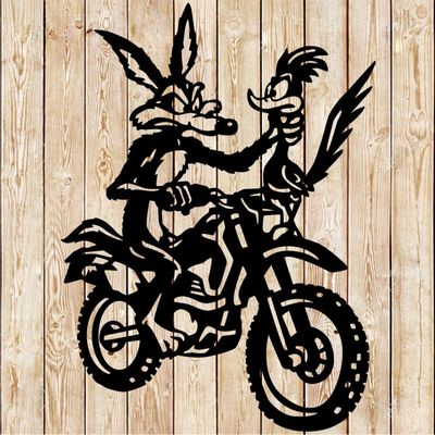 Coyote Bike Rider. Roadrunner caught cutting file