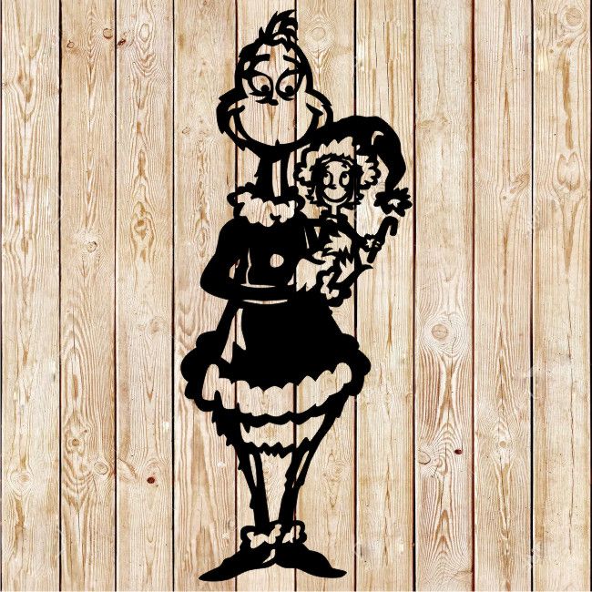 Christmas Grinch holding Cindy Lou cutting file