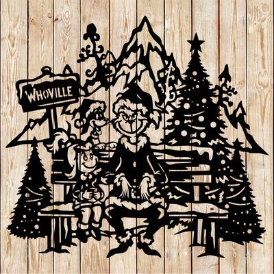 Christmas Grinch, Cindy Lou and Max cutting file