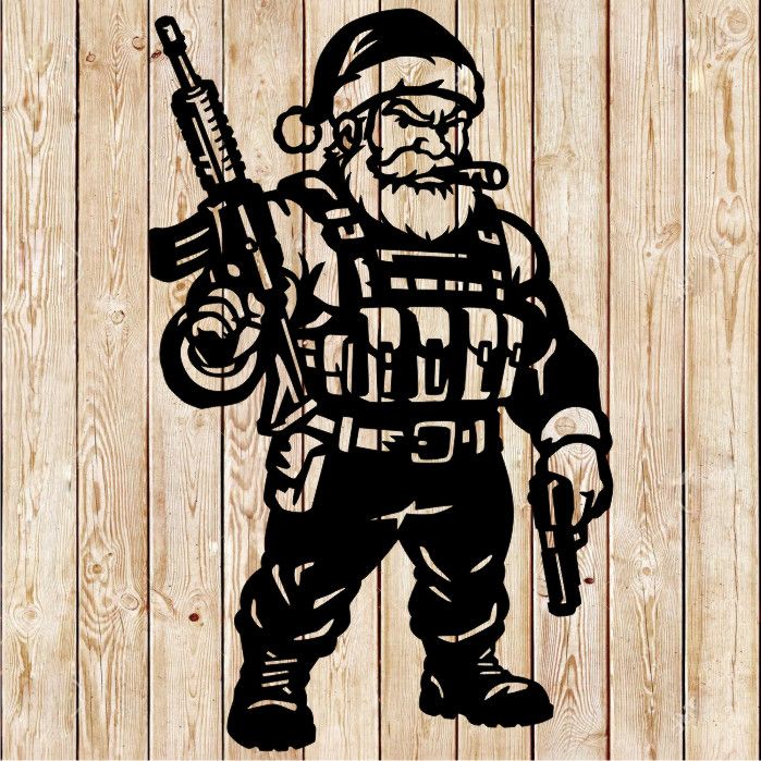 Armed Santa Claus  cartoon cutting file