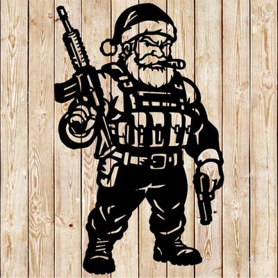 Armed Santa Claus  cartoon cutting file