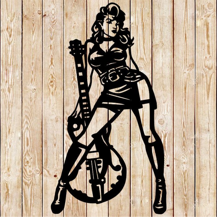 Sexy Guitar Pin Up  Girl Sign Cutting File