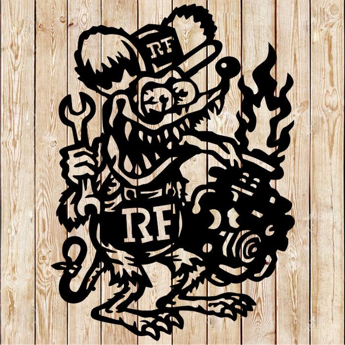 Classic Rat Fink Mechanic with  Engine Cutting File