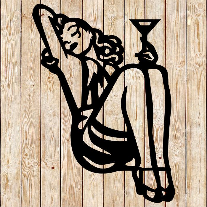 Sexy Pin Up  Girl with cocktail Sign Cutting File