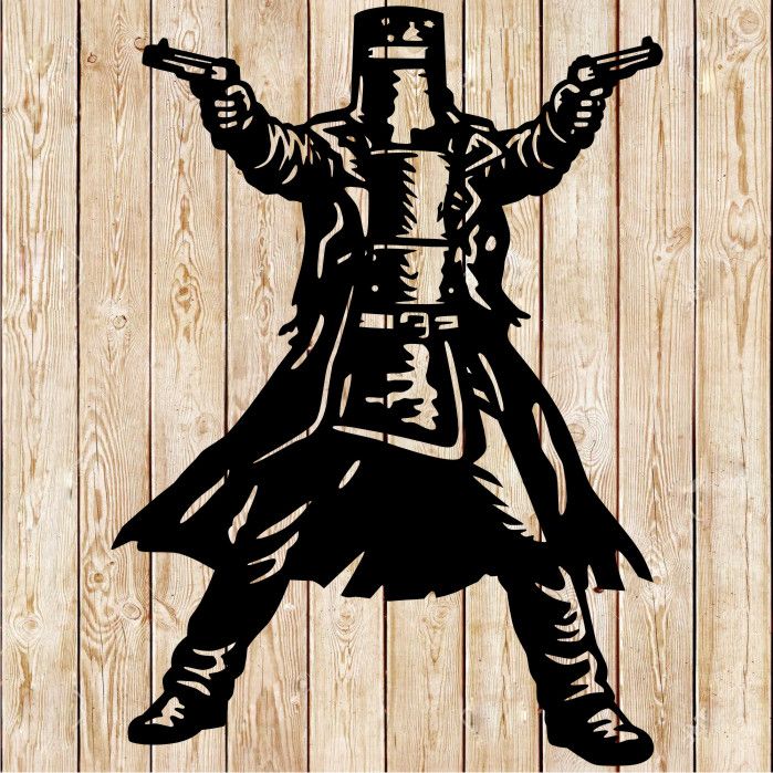 Ned Kelly with two guns cutting file