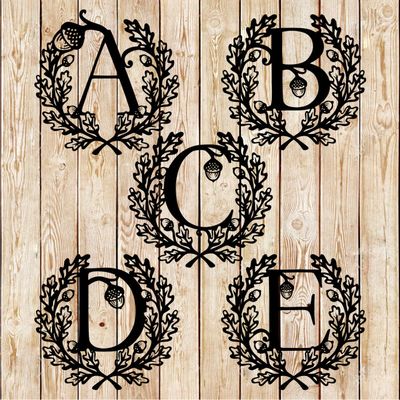 Oak Leaf Monogram Alphabet – Rustic Oak Wreath Letter Cut Files