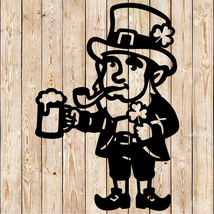 Leprechaun Garden with Pipe – St. Patrick’s Day Silhouette