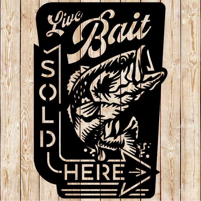 Live Bait - Fishing sign Vector Cutting File