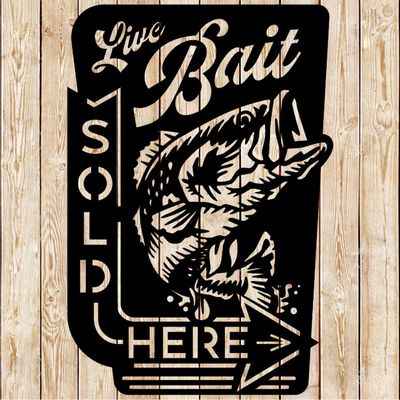 Live Bait - Fishing sign Vector Cutting File
