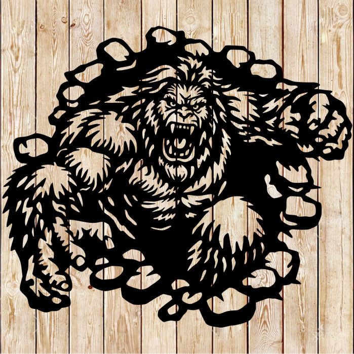 Wild Bigfoot Breaking Wall   Cutting File