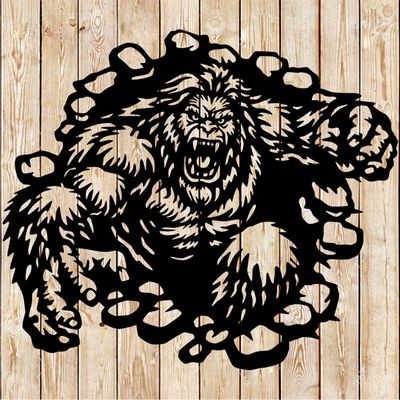 Wild Bigfoot Breaking Wall   Cutting File