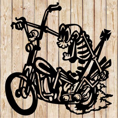 Biker Skeleton Vintage Cartoon Vector Cutting File