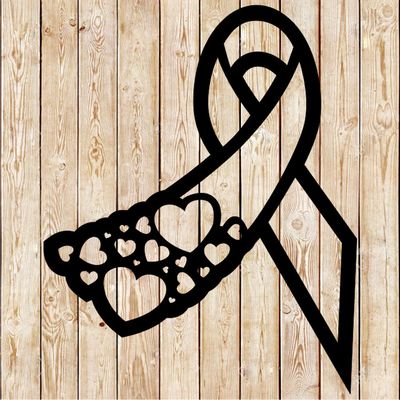 Pink Ribbon with Hearts Design cutting file