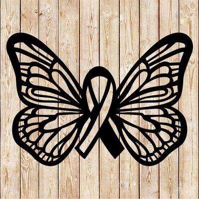 Pink Ribbon Butterfly  Design cutting file