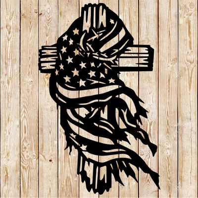 Rustic American Flag Cross cutting file