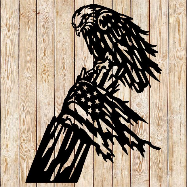 American Eagle with Distressed American Flag  cutting file