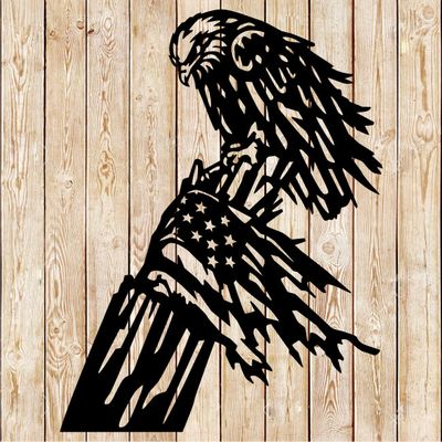 American Eagle with Distressed American Flag  cutting file