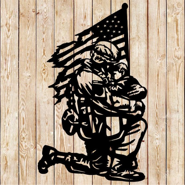 American Hero Embracing Child - Military Soldier  cutting file