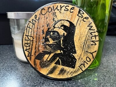 May the course be with you wooden mini hand painted and epoxy filled
