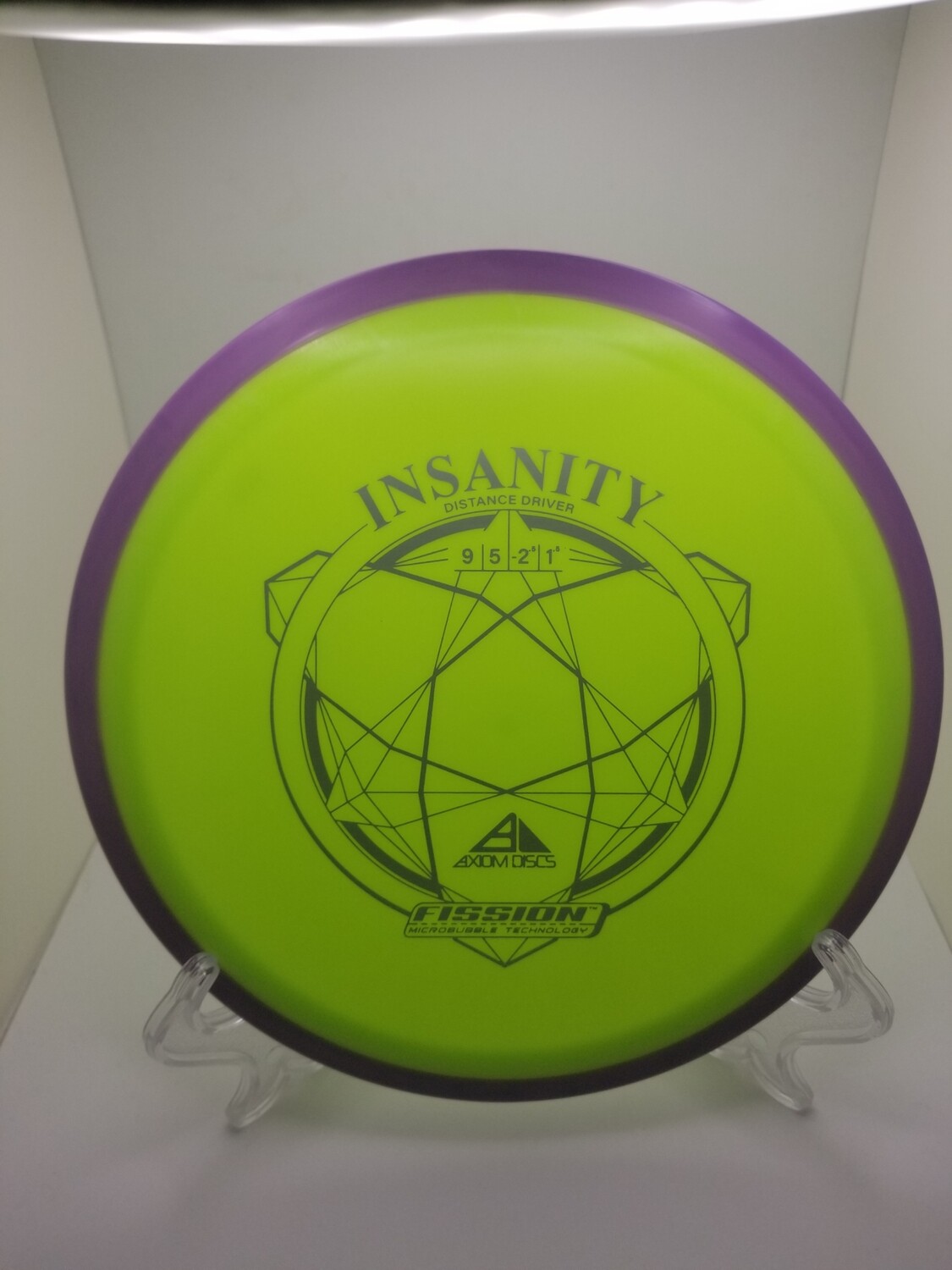 Axiom Discs Insanity Neon Yellow with Purple Rim Stamped Fission 159g