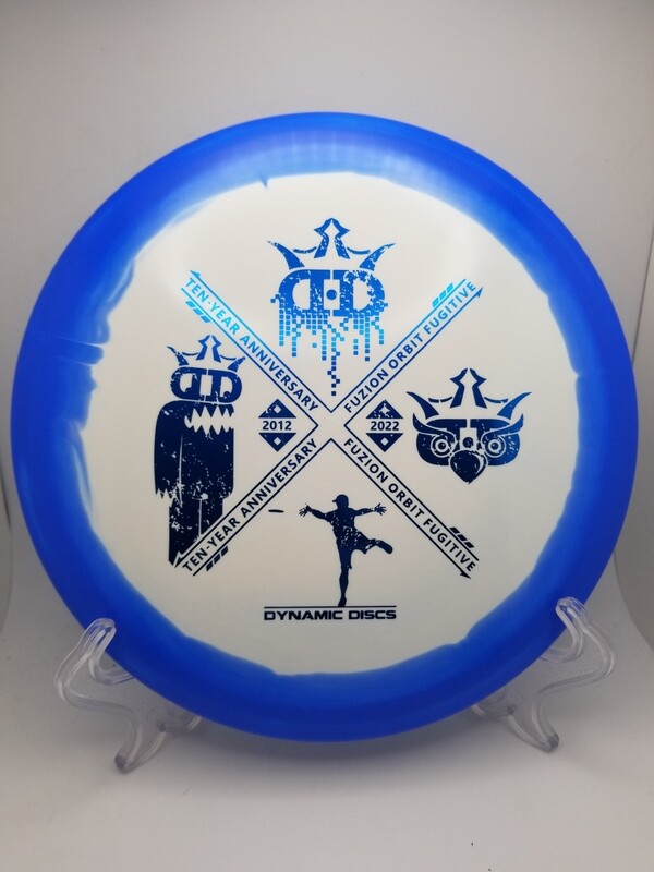 Dynamic Discs Fuzion Orbit Fugitive 10 Year Anniversary Stamp Blue 177g