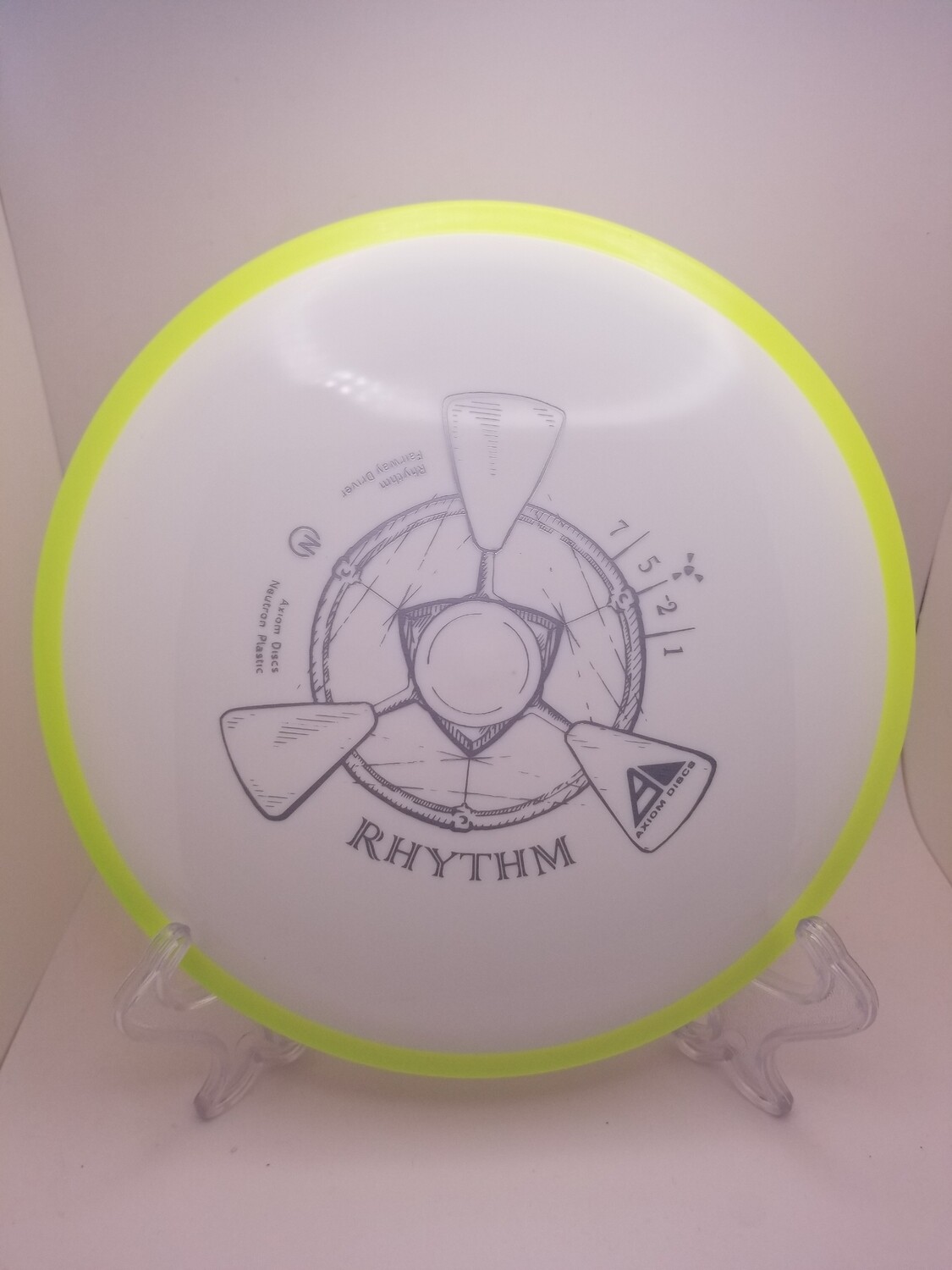 Axiom Discs White Stamped with Neon Green Rim Neutron Rhythm 162g.