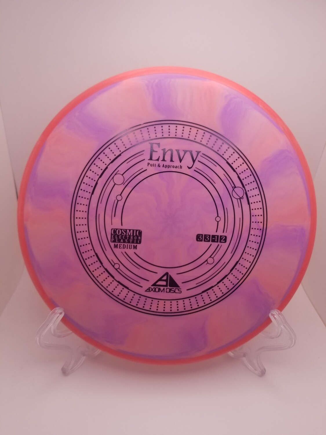 Axiom Discs Envy Pink/Purple Swirl with Red Rim Cosmic Electron Plastic Medium 172g
