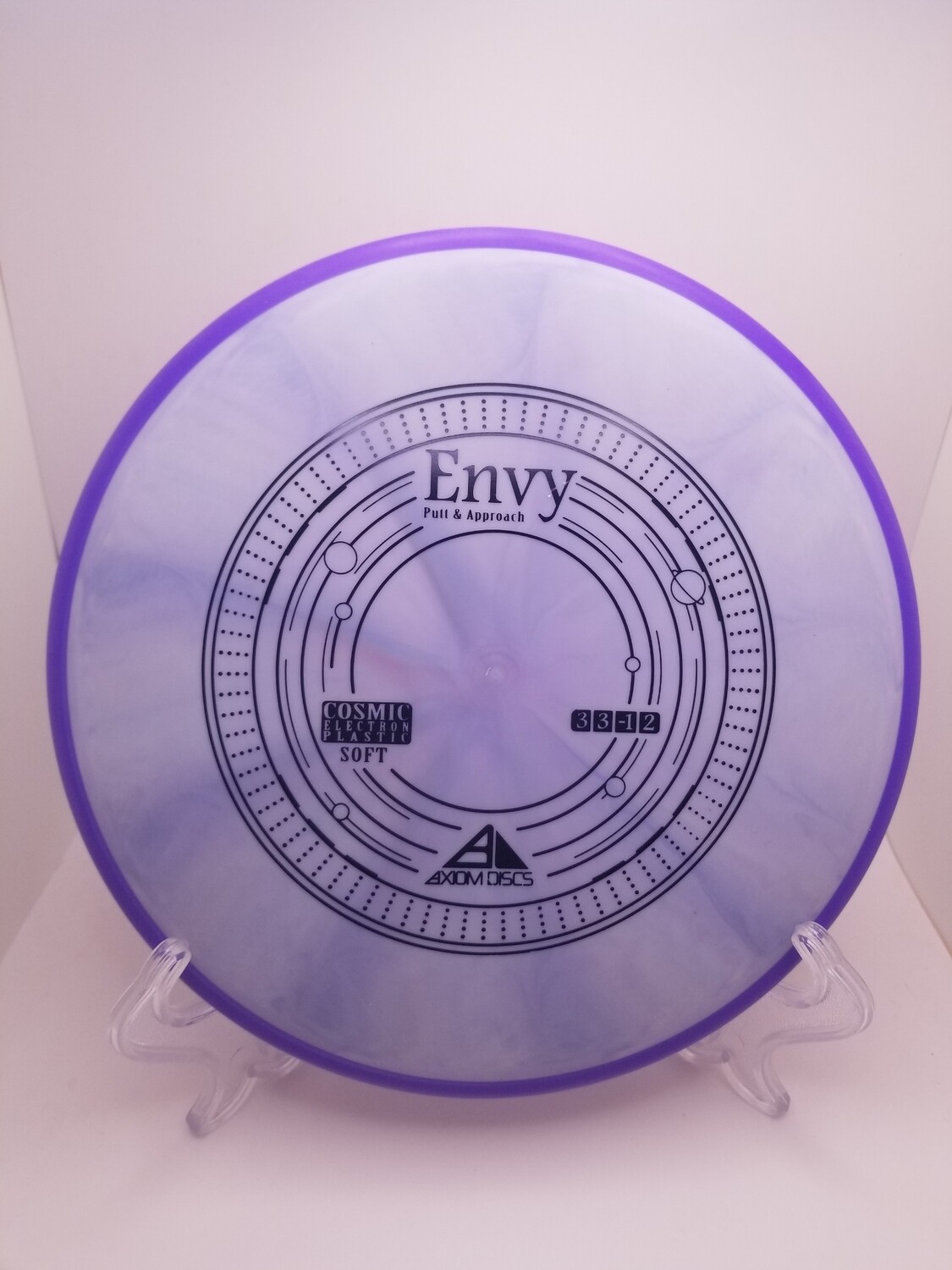 Axiom Discs Envy Greyish/Blue Swirl with Purple Rim Cosmic Electron Plastic Soft 174g