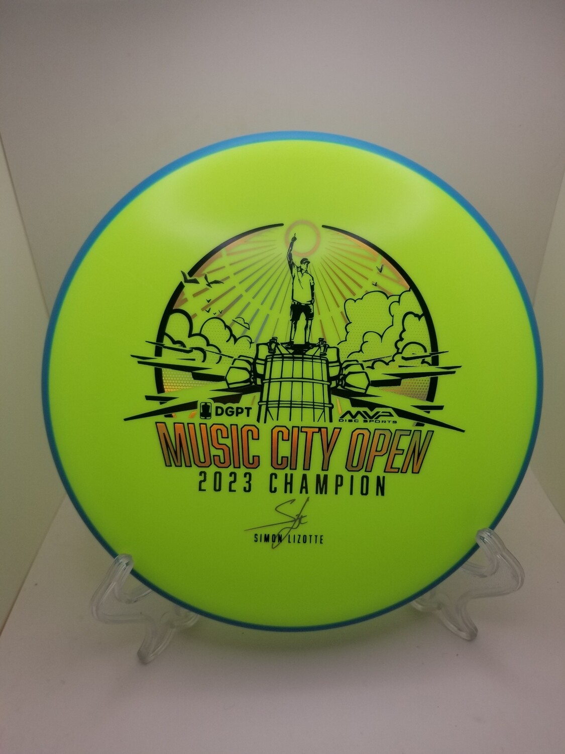 Axiom Discs Simon Lizotte Music City Open Championship Edition- Fission Proxy Neon Green with Blue Rim 165g