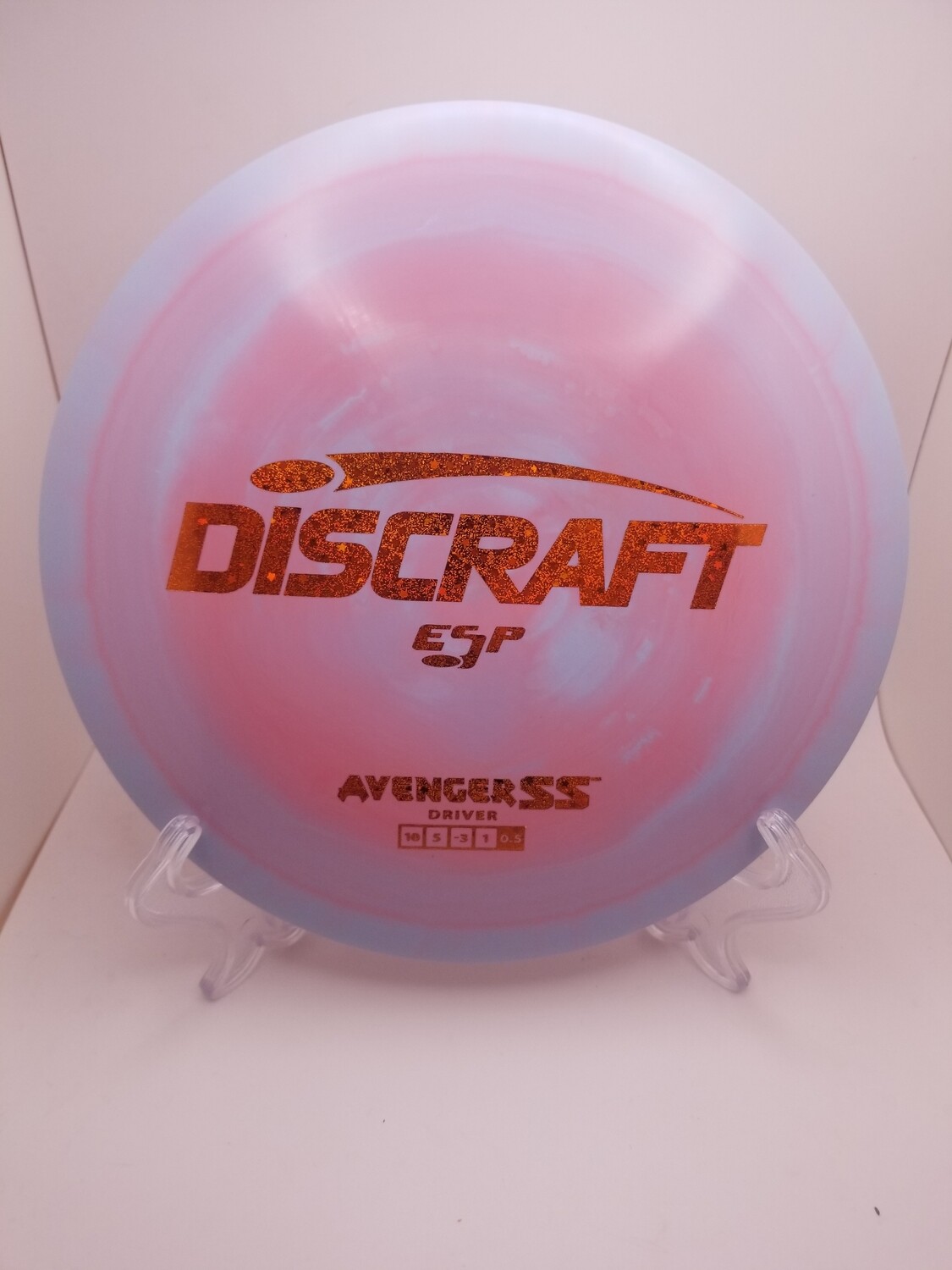 Discraft Discs ESP Avenger SS Lightish Pink with Blue Swirl Red Star Stamp 170-172g