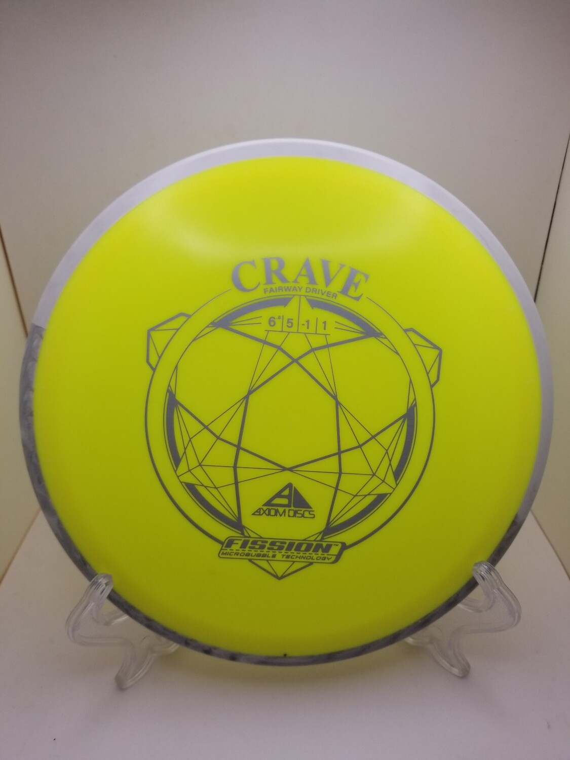 Axiom Discs Crave Yellow with Grey and White Swirl Rim Fission Stamped 157g